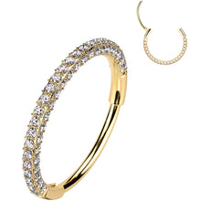 Load image into Gallery viewer, 20G Gold PVD Implant Grade Titanium Triple Sided Micro Gem Hinged Nose Hoop