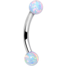 Load image into Gallery viewer, 16G 5/16 White Synthetic Opal Implant Grade Titanium Curved Eyebrow Ring