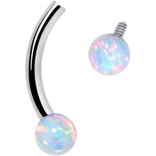 Load image into Gallery viewer, 16G 5/16 White Synthetic Opal Implant Grade Titanium Curved Eyebrow Ring