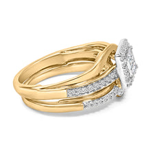 Load image into Gallery viewer, 14K Yellow Gold Plated Sterling Silver 1/2 Cttw Princess Square Diamond Bridal Set