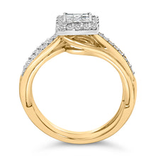 Load image into Gallery viewer, 14K Yellow Gold Plated Sterling Silver 1/2 Cttw Princess Square Diamond Bridal Set