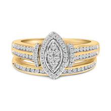 Load image into Gallery viewer, 14K Yellow Gold Plated Sterling Silver 1/2 Cttw Marquise Cluster Diamond Bridal Set