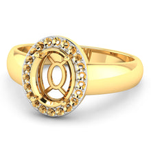 Load image into Gallery viewer, 0.22 Carat Genuine White Diamond 14K Yellow Gold Semi Mount Ring - holds 9x7mm Oval Gemstone