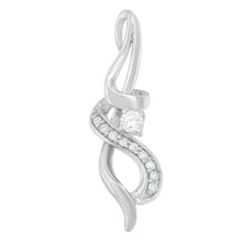 Load image into Gallery viewer, Espira 10K White Gold 1/5 cttw Round Cut Diamond Swirl Pendant Necklace (J-K, I1-I2)