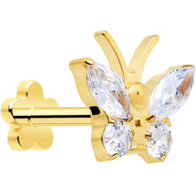 Load image into Gallery viewer, 16G 5/16 Titanium Reversible Flower Threadless Gem Butterfly Labret Tragus