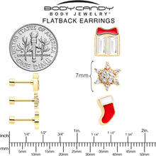 Load image into Gallery viewer, Clear Gem Gold Tone Stocking Christmas Gift Flat Back Earring Set of 6