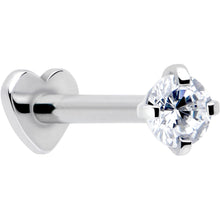 Load image into Gallery viewer, 16G 5/16 Clear CZ Implant Grade Titanium Threadless Reversible Heart Flatback Stud