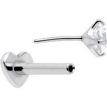 Load image into Gallery viewer, 16G 5/16 Clear CZ Implant Grade Titanium Threadless Reversible Heart Flatback Stud