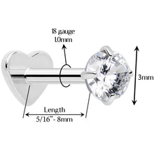 Load image into Gallery viewer, 18G 5/16 CZ Implant Grade Titanium Reversible Threadless Flatback