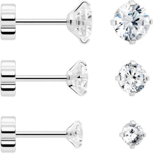 Load image into Gallery viewer, 20G Clear CZ Gem Reversible Flower Flat Back Earring Set of 6