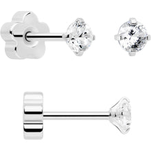 Load image into Gallery viewer, 20G Clear CZ Gem Reversible Flower Flat Back Earring Set of 6
