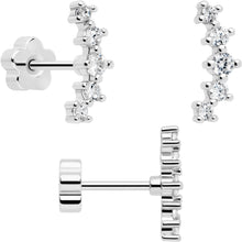 Load image into Gallery viewer, 20G CZ Gem Ball Arch Butterfly Reversible Flower Flat Back Earring Set of 6