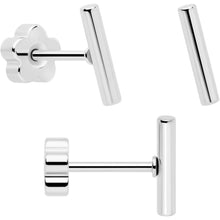 Load image into Gallery viewer, 20G Clear CZ Gem Moon Circle Bar Reversible Flower Flat Back Earring Set of 6