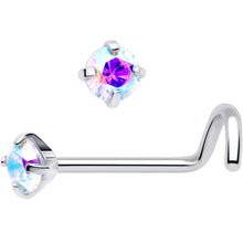 Load image into Gallery viewer, 20G 3mm CZ Prong Set Push-In Threadless Nose Screw Nose Ring