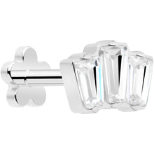Load image into Gallery viewer, 18G 1/4 Clear Gem Implant Grade Titanium Threadless Flower Reversible Flat Back Earring