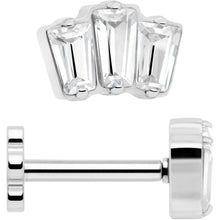 Load image into Gallery viewer, 18G 1/4 Clear Gem Implant Grade Titanium Threadless Flower Reversible Flat Back Earring