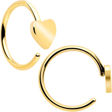 Load image into Gallery viewer, 20G Gold Tone Implant Grade Titanium Heart Open Hoop Earring Set