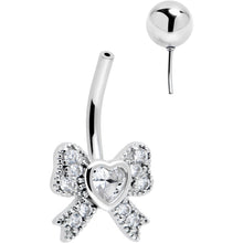 Load image into Gallery viewer, Cubic Zirconia Heart Bow Belly Ring