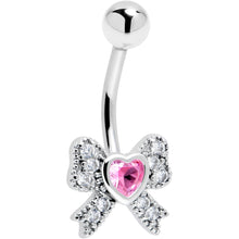 Load image into Gallery viewer, Cubic Zirconia Heart Bow Belly Ring