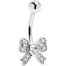 Load image into Gallery viewer, Cubic Zirconia Heart Bow Belly Ring