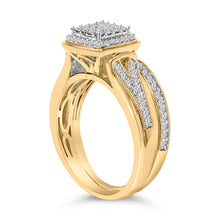 Load image into Gallery viewer, 14K Yellow Gold Plated Sterling Silver 1/2 Cttw Diamond Square Cluster Bridal Set