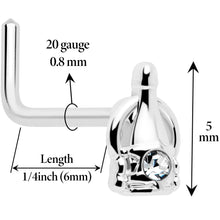 Load image into Gallery viewer, 20G 7mm Clear Gem Champagne Dreams L Shape Nose Ring