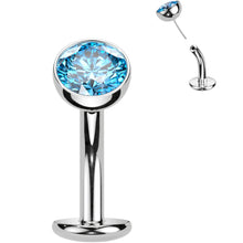 Load image into Gallery viewer, CZ Bezel Gem Titanium Threadless Floating Belly Ring