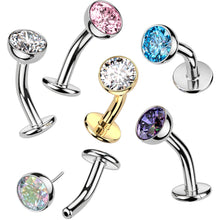 Load image into Gallery viewer, CZ Bezel Gem Titanium Threadless Floating Belly Ring