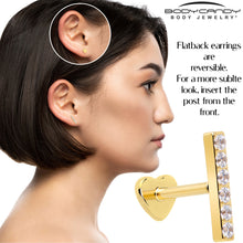 Load image into Gallery viewer, 18G 1/4 Clear Gem Gold Plated Implant Grade Titanium Threadless Bar Flatback Stud