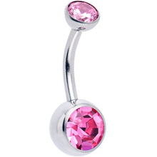 Load image into Gallery viewer, Double CZ Implant Grade Titanium Threadless Bezel Push In Belly Ring