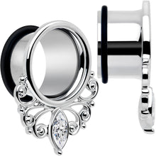 Load image into Gallery viewer, Clear Gem Drop Filigree Single Flare Tunnel Plug Set 6mm to 16mm