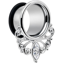 Load image into Gallery viewer, Clear Gem Drop Filigree Single Flare Tunnel Plug Set 6mm to 16mm