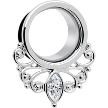Load image into Gallery viewer, Clear Gem Drop Filigree Single Flare Tunnel Plug Set 6mm to 16mm