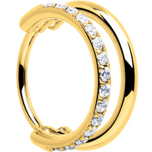 Load image into Gallery viewer, Single Row Micro Gem Implant Grade Titanium Hinged Double Hoop Nose Ring