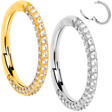 Load image into Gallery viewer, 18G Implant Grade Titanium Triple Sided Micro Gem Hinged Nose Hoop