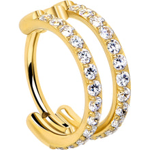 Load image into Gallery viewer, 20G Double Row Micro Gem Implant Grade Titanium Hinged Double Hoop Nose Ring