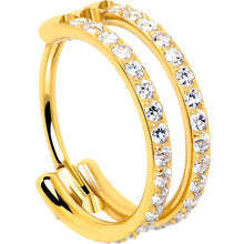 Load image into Gallery viewer, 20G Double Row Micro Gem Implant Grade Titanium Hinged Double Hoop Nose Ring