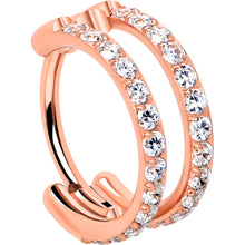 Load image into Gallery viewer, 20G Double Row Micro Gem Implant Grade Titanium Hinged Double Hoop Nose Ring