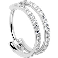 Load image into Gallery viewer, 20G Double Row Micro Gem Implant Grade Titanium Hinged Double Hoop Nose Ring