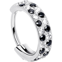 Load image into Gallery viewer, 20G CZ Double Row Checkerboard Implant Grade Titanium Nose Hoop