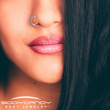 Load image into Gallery viewer, 20G CZ Double Row Checkerboard Implant Grade Titanium Nose Hoop