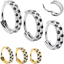 Load image into Gallery viewer, 20G CZ Double Row Checkerboard Implant Grade Titanium Nose Hoop