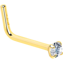 Load image into Gallery viewer, 20G Gold Plated 925 Sterling Silver 2mm CZ L-Shape Nose Ring
