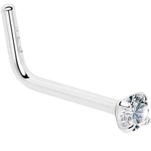 Load image into Gallery viewer, 20G Gold Plated 925 Sterling Silver 2mm CZ L-Shape Nose Ring