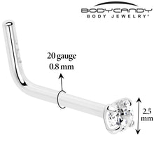 Load image into Gallery viewer, 20G Gold Plated 925 Sterling Silver 2mm CZ L-Shape Nose Ring
