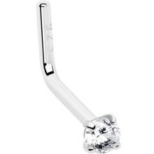Load image into Gallery viewer, 20G Gold Plated 925 Sterling Silver 2mm CZ L-Shape Nose Ring