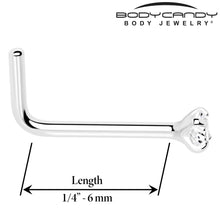 Load image into Gallery viewer, 20G Gold Plated 925 Sterling Silver 2mm CZ L-Shape Nose Ring