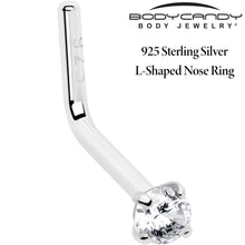 Load image into Gallery viewer, 20G Gold Plated 925 Sterling Silver 2mm CZ L-Shape Nose Ring