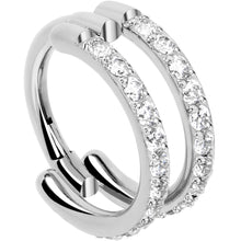 Load image into Gallery viewer, 18G Double Row Micro Gem Implant Grade Titanium Hinged Double Hoop Nose Ring