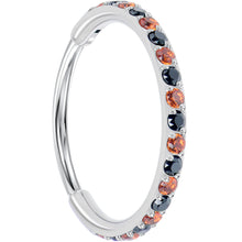 Load image into Gallery viewer, 20G Micro Gem Titanium Hinged Nose Hoop - Black Orange Nose Ring